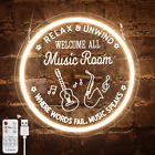 Live Music Neon Sign for Music Studio, Remote Guitar LED Light up Signs for Wall