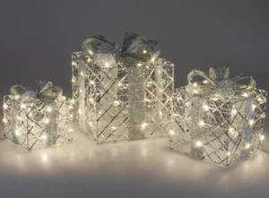 formano Set 3tlg. Pakete mit LED-Lichtern 20cm + 30cm + 25cm aus Metall 634191 - Bild 1 von 1