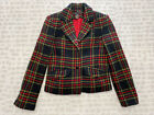 Grace Elements Women Black Red Green Formal Tweed Knit Button Up Coat Size 4