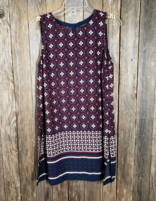 Banana Republic Factory M Dress Women's Burgundy Blue Medallion Sleeveless  - Image 1 of 4