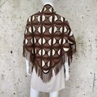 Vintage 1970’s Leather Patchwork Crochet Fringe Shawl Wrap