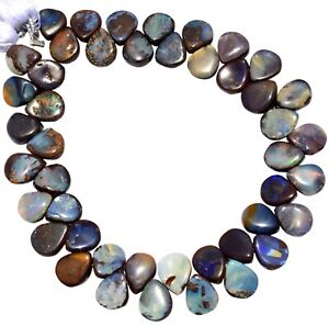 Australian Boulder Fire Opal Pear Beads for Jewelry Making 8x6mm Size 7" Strand