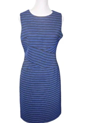 Vestido Vaina Dana Buchman Azul Hasta la Rodilla Cintura Cruzada BANDAS USADO EN EXCELENTE ESTADO Talla 8 Foto 1 de 4