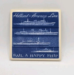 1950’s/1960’s Holland-America Passenger Ship Lines Ceramic Drink Coaster - Picture 1 of 4