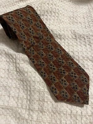 Canali шелковый галстук красный многоцветный геометрический абстрактный цветочный сделано в Италии шикарный - Изображение 1 из 4