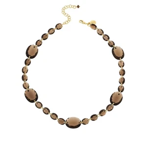 Rarities Sterling Silver Goldclad Smoky Quartz Station Necklace 16" (HSN $278) - Picture 1 of 3