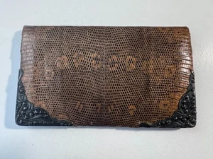 ANTIQUE SNAKESKIN WALLET PURSE BLACK METAL TRIM VERY OLD! BEAUTIFUL! - Foto 1 di 5