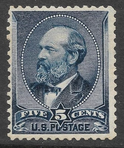 MNH Scott #216** 1888 James Garfield 5c Postage Stamp, cv $675 - Picture 1 of 3
