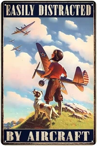 Vintage Flugzeug Metall Blechschild Luftfahrt Wandbild Dekor Plakette leicht ablenkbar - Bild 1 von 7