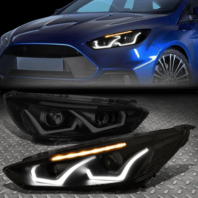 [LED DRL]FOR 15-18 FORD FOCUS TINTED/CLEAR SIGNAL PROJECTOR HEADLIGHT HEAD LAMPS - Image 1 of 4