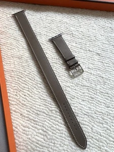 Hermes étoupe Double Tour 40mm Leather Watch Strap - Zdjęcie 1 z 9