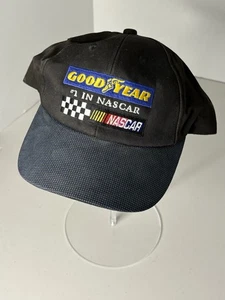 Sombrero negro ajustable Goodyear vintage "#1 en Nascar" a cuadros - Imagen 1 de 3