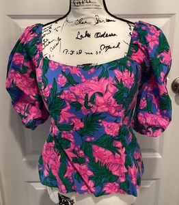 Lilly Pulitzer Women Blouse/top Size 10 Flower Pattern - Picture 1 of 8