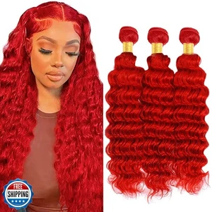 Hellrot Bündel Echthaar Deep Wave Bündel 26 28 30 Zoll unbearbeitet BH - Bild 1 von 5