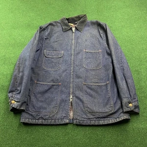 Chaqueta de mezclilla vintage para tareas para hombre 42 azul 60S sanforizada manta oscura forrada abrigo - Imagen 1 de 11