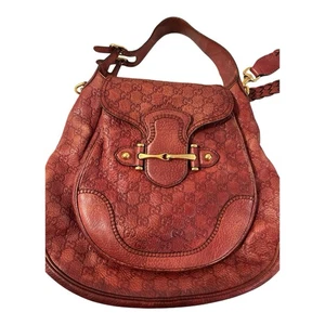 GUCCI Guccissima Leather Large Shoulder Bag Burgundy - Picture 1 of 16