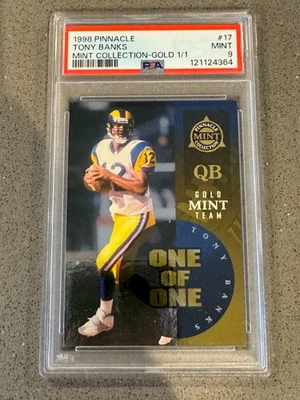 1998 Pinnacle Mint Collection Gold 1/1 (one of one) #17 Tony Banks PSA MINT 9 - Image 1 of 2