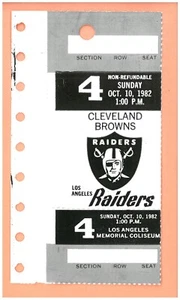 Boleto Topps de los Cleveland Browns at Los Angeles Raiders 10-10-1982 Marcus Allen USC - Imagen 1 de 2