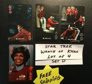 Swap Playing Cards STAR TREK Wrath Of Khan 1982 Lot of 4 Cards SET D Free Ship - Picture 1 of 3