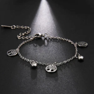 Tree of Life Crystal Anklet Stainless Steel Anklet - Bild 1 von 4