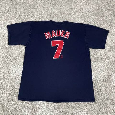 VINTAGE Minnesota Twins Shirt Men XXL Blue Red Jersey Joe Mauer MLB Baseball Y2K Cover