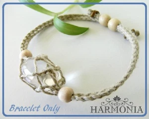 Hand Made Hemp Macrame Pouch Bracelet (Interchangeable) Natural / Bracelet Only - Picture 1 of 10
