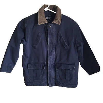 Abrigo de lona Sherpa Corderoy The Childrens Place Barn Chore talla 7/8 azul niños Foto 1 de 4
