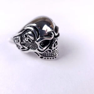 Herren Totenkopf Ring 316 Edelstahl schwer Biker Gothic Punk Sensenmann Schmuck Gr. 13 - Bild 1 von 3