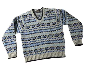 Brooks Brothers Women Small Nordic Fair Isle Wool Sweater V-neck ET530 VTG - Picture 1 of 11