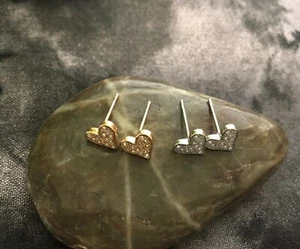 Pendientes de tachuelas de corazón cúbico de circonio oro plata con forma de corazón regalo para mujer - Imagen 1 de 9
