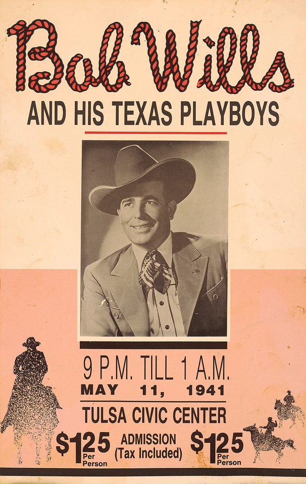 BOB WILLS AND HIS TEXAS PLAYBOYS CONCERT POSTER - Image 1 of 1