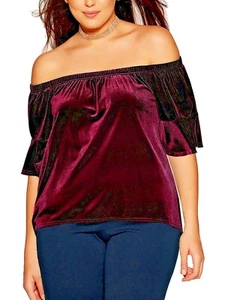 Bardot top size 12 14 16 18 20 22 Velvet Off Shoulder Top Party 467 - Picture 1 of 6