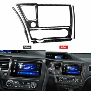 5Pcs Carbon Fiber GPS Panel Decorative Trim Cover For Honda Civic Coupe 2013-15 - Picture 1 of 12