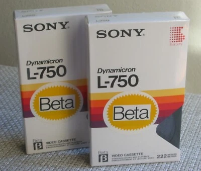 2 SONY BETA L-750 DYNAMICRON VIDEO CASSETTE TAPES BETAMAX BLANK NEW SEALED - Image 1 of 4