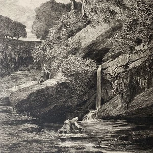 Original Source De 1875 "Source De Kergoarck" by Tancrede Abraham Etching - Picture 1 of 9