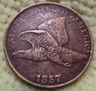 1857 VF Flying Eagle Copper Nickel Cent Great details Pre-Civil War-Era Relic..