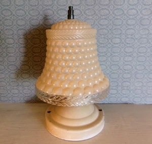 Antique Bedroom Bathroom 1930s 40's Art Deco Glass & Metal Ceiling Light Fixture - Picture 1 of 16