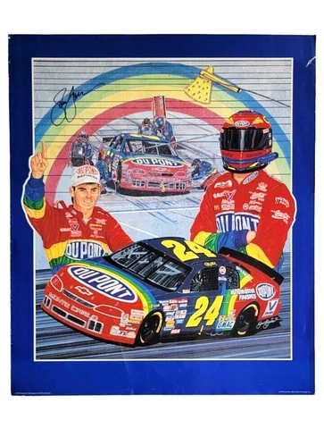 Jeff Gordon & Sam Bass Signed #24 NASCAR 1995 Racing Large Poster Dupont Cover