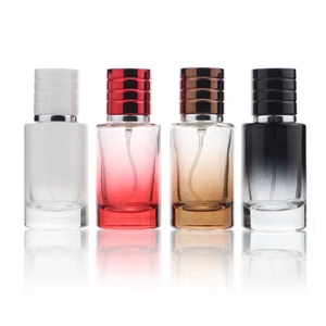 30ml Empty Glass Perfume Bottle Colour Gradient Cylindrical Bottle Set of 4 - Picture 1 of 4