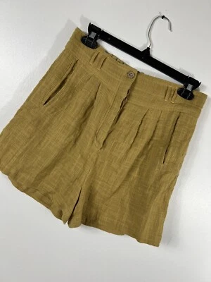 Free People S Small Shorts Mustard Yellow Pockets Pleats Retro Cottage Core L1 - Image 1 of 4