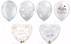 Just Married Perfect Pair Mr Mrs Wedding Hearts Decoration Latex Foil Balloons - Picture 1 of 7