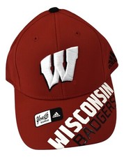 adidas NCAA Youth Wisconsin Badgers Structured Embroidered Flex Hat New $20