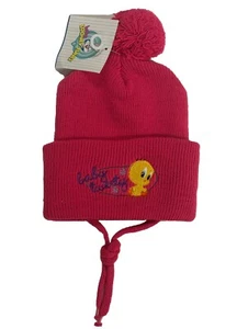 NWT Vintage Tweety Bird Beanie Hat Loonie Tunes Baby Childs Knit Winter Hot Pink - Picture 1 of 2