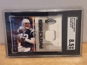 2003 PLAYOFF HONORS Tom Brady Game Used Jersey PATCHES /75 SGC 8.5 - Picture 1 of 4