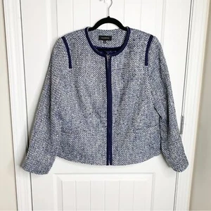Talbots blau marineblau Baumwollmischung Tweed Sakko Gr. 16 altes Geld Preppy Karriere - Bild 1 von 5