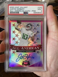 2020 Leaf Valiant - All-American #AA-JH2 Justin Herbert 2/15 (AU, RC) PSA 9 Auto - Picture 1 of 2