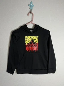 Adidas Hoodie Youth Sz Large S (8) Yellow/Red Logo Drip Pullover - Picture 1 of 6