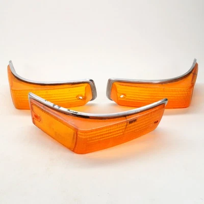 Pair VW Karmann Ghia 1970-1974 Front Turn Signal Lenses Amber OEM/Hella 2L + 1R - Image 1 of 4
