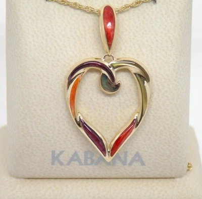 Pingente de coração aberto espinhoso madrepérola ouro amarelo 14k Kabana - Imagem 1 de 4