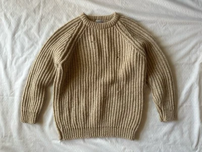 VTG Marshall Fields Sweater Mens M Beige 100% Irish Wool Crewneck Knit Pullover - Image 1 of 4